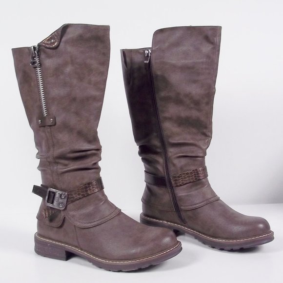 EMMSHU CLESY Tall Boot with Buckle Detail Brown NIB Size 6 - 6.5 - Picture 5 of 9